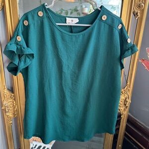 Chic Teal‎ Button-Detail Blouse
